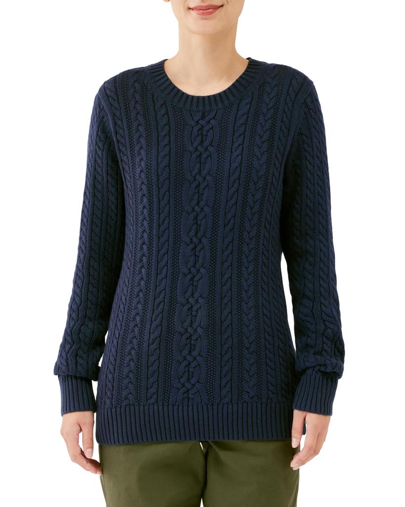 Amazon Essentials Soft Fisherman Sweater, Cable Knit, Crew Neck, Long Sleeve, Women's, Navy, Size 2XL