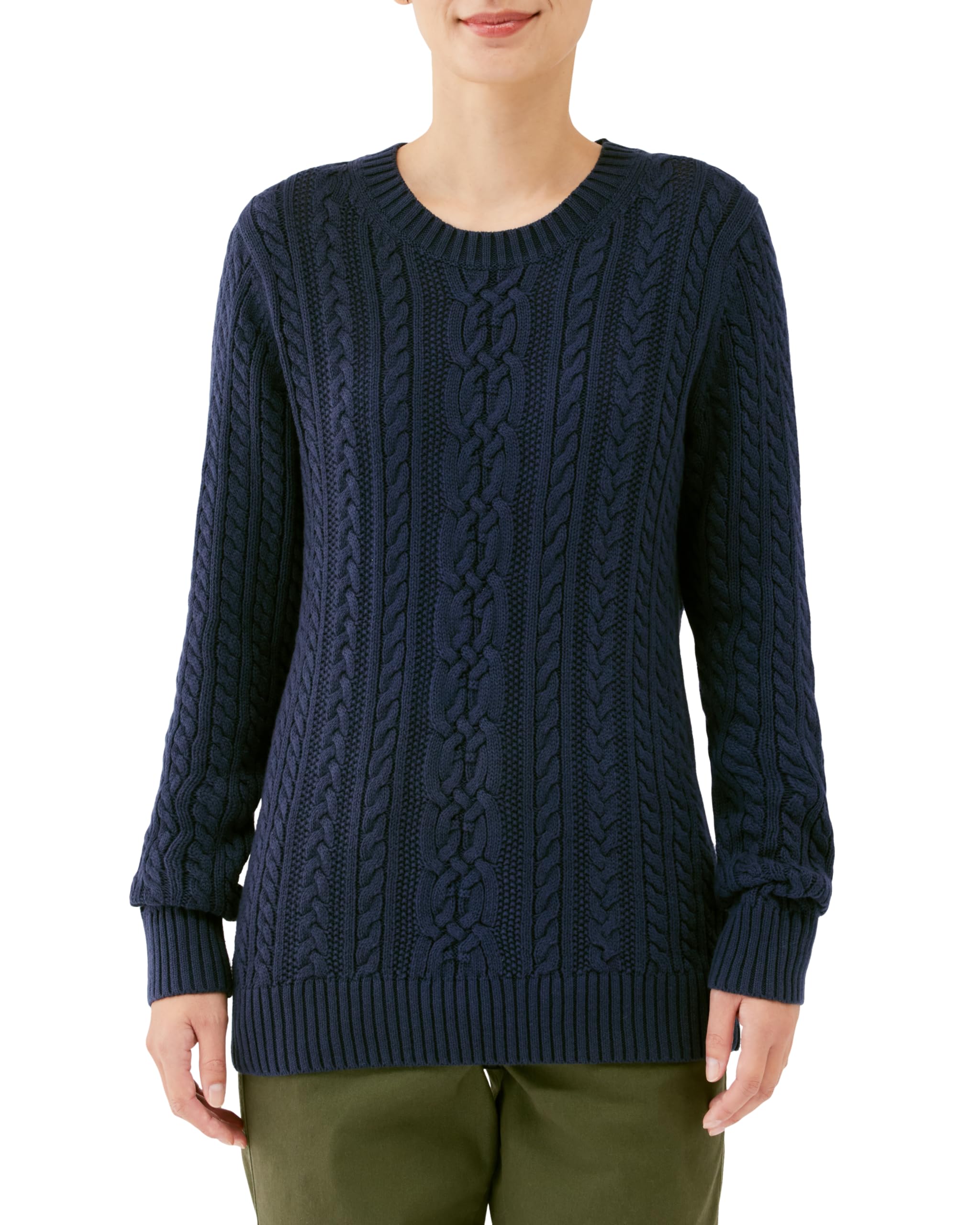 

Amazon Essentials Soft Fisherman Sweater, Cable Knit, Crew Neck, Long Sleeve, Women s, Navy, Size 2XL
