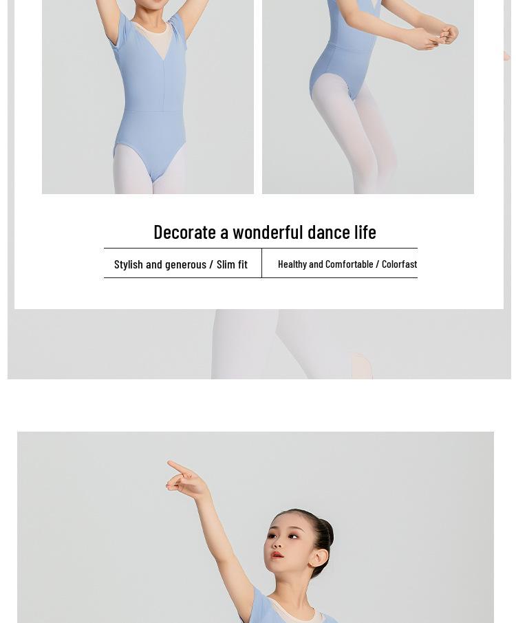 Kurzärmeliges Ballett- und Gymnastik-Tanzkleid für Kleinkind-Mädchen mit Trägerdesign