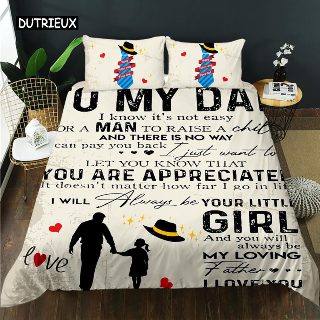 Vatertag Bettbezug Set Queen Einzel Doppelgröße Brief an Vater Bettwäsche Set Mikrofaser Vatertagsgeschenk Twin Bettdeckenbezug