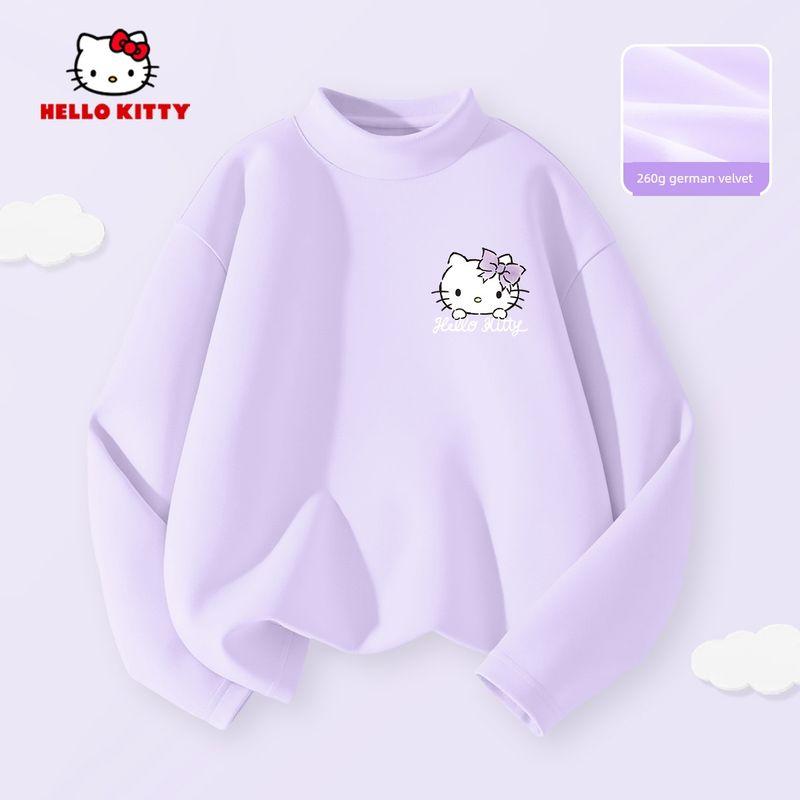 Hello Kitty Girls' Fleece-Lined Base Layer Shirt, Children's Long-Sleeve T-Shirt, Thermal Top in Pink, Stylish Inner Wear