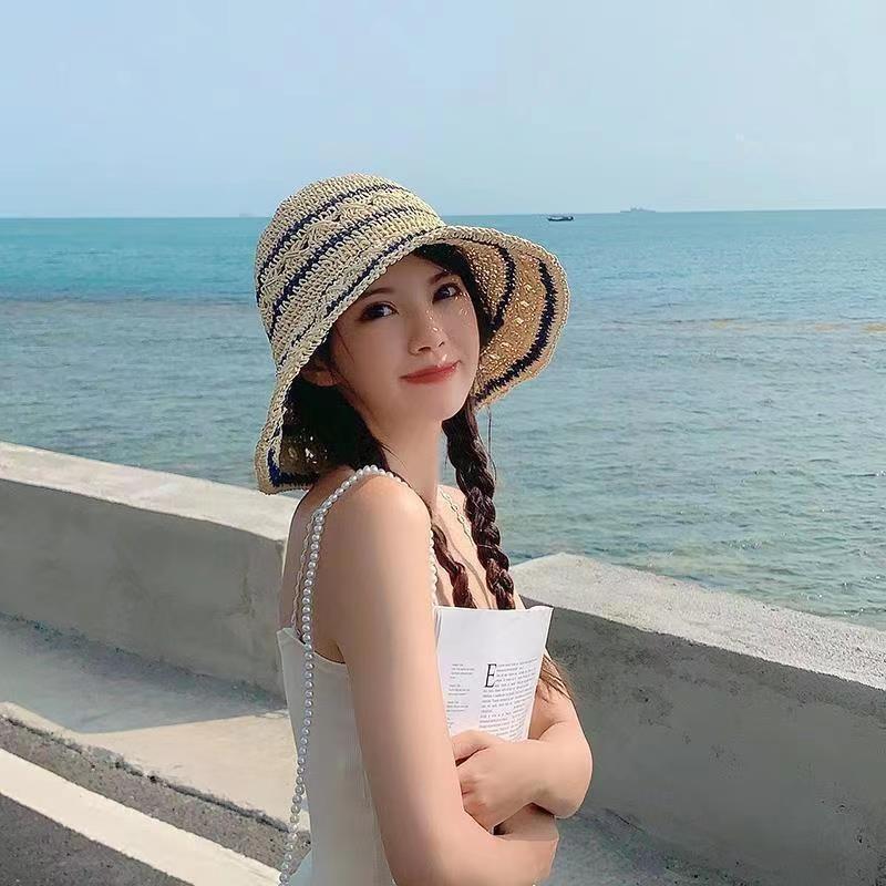 Straw hat production sunshade sunscreen travel vacation versatile foldable straw hat spring new hat women