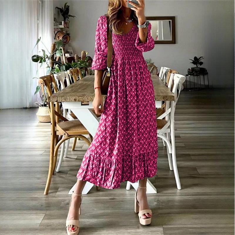 

GMXIA Autumn Fashion Women s Long Skirt Green Printed Patchwork Dresses XXL фуксия
