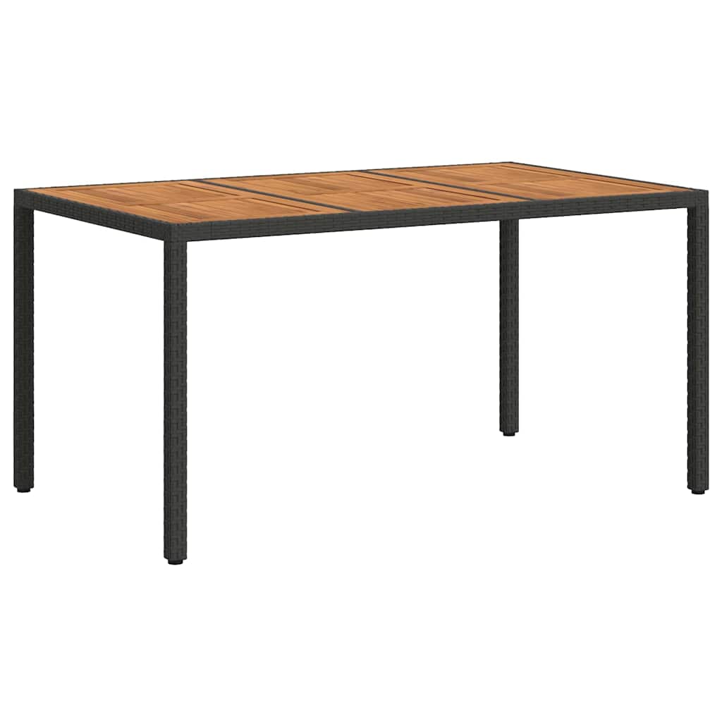 Garden Table Black 150 x 90 x 75 cm Poly Rattan