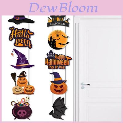 Halloween Door Hanging Decor With Pumpkin And Bat Paper Scene Setter For Party Celebrations