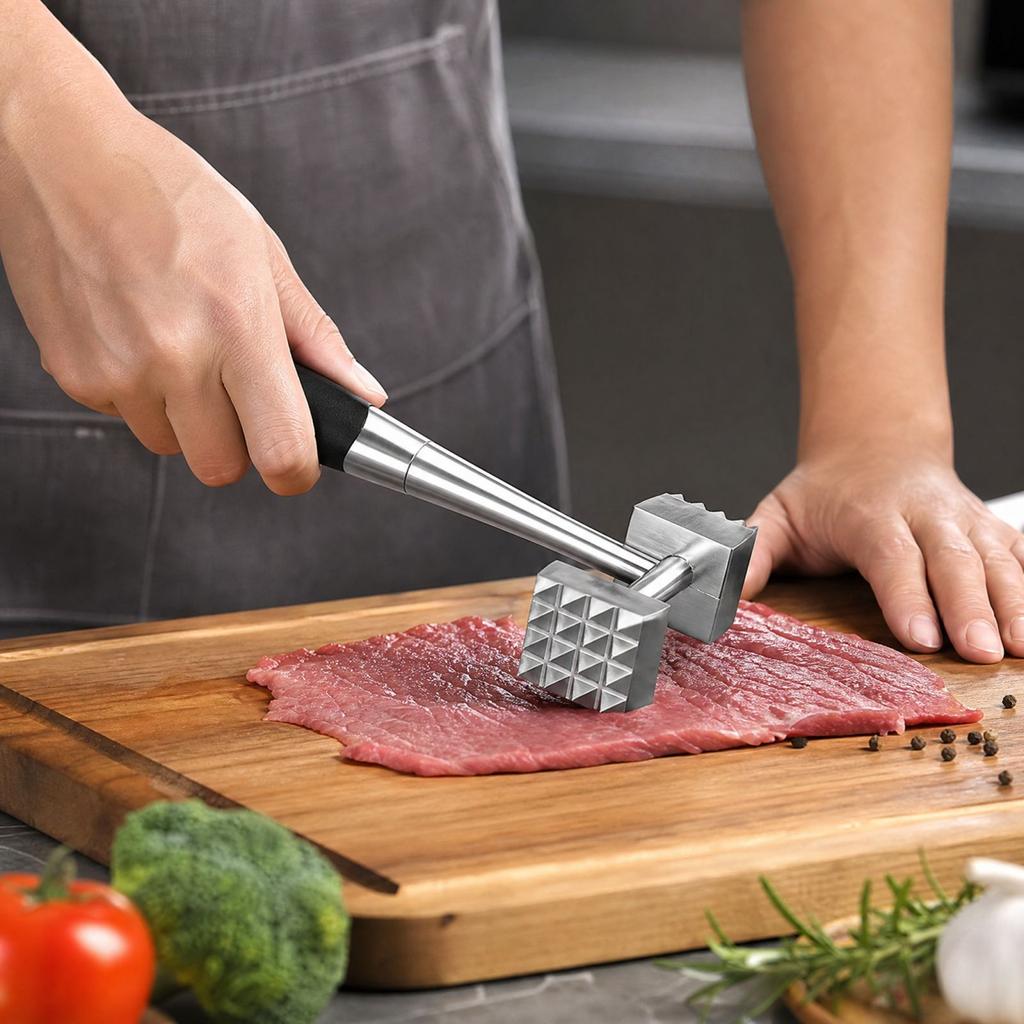 Stainless Double-Sided Meat Kitchen Tool for Pork, Chicken and Beef