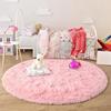 Pink Round Carpet Fluffy Soft Area Floor Mat Children Girls Room Princess Castle Plush Carpet Living Room Home Decor