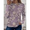 Women's Casual T-shirt 3D Printed  Flower Print Round Neck Retro Elegant Long Sleeves Women's Fashion Pullover Long Sleeve Tops
