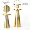 Solid Large Set of 2 Metal Pillar Candle Holders with Gift Box