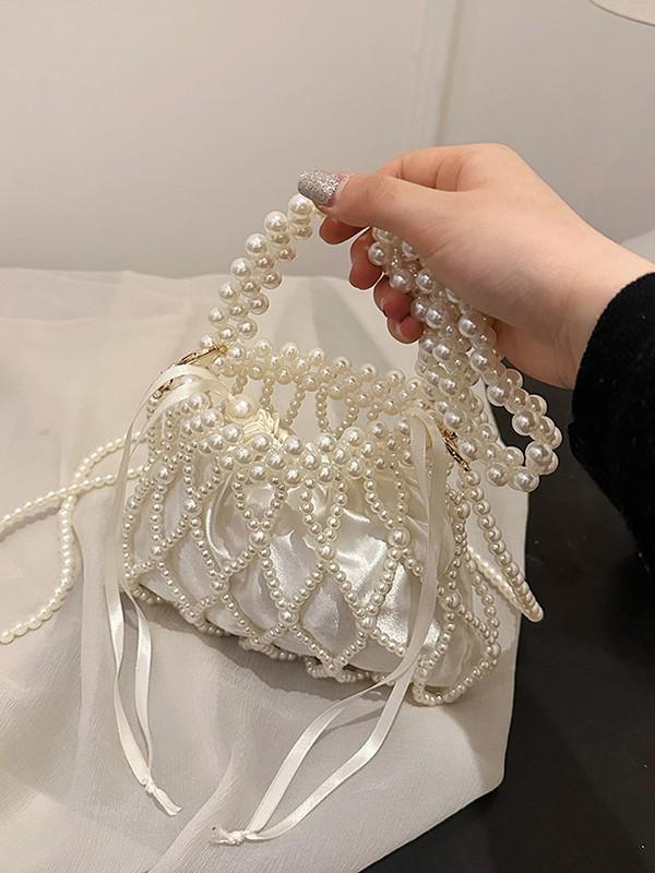 Wind Trend Pearl Crossbody Bag With Bead Embellishments For Daily Use