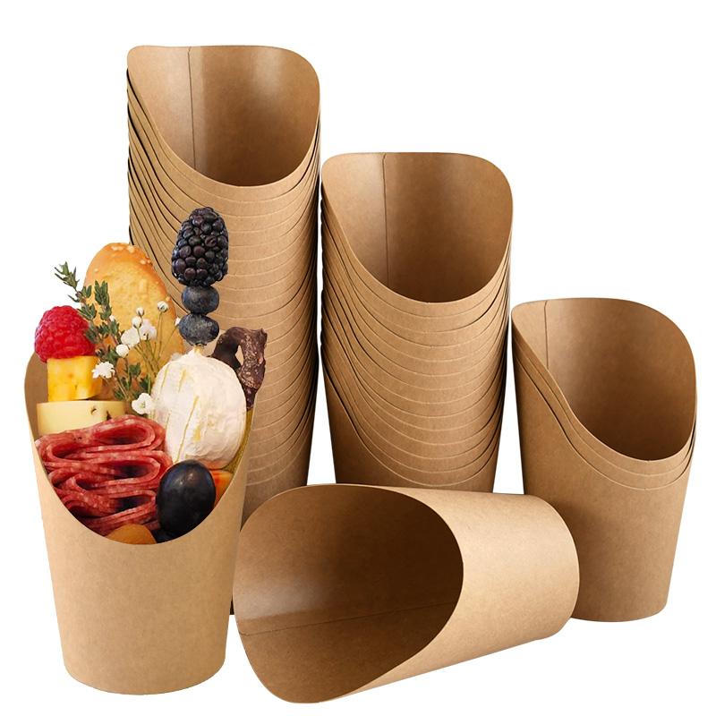 10/20 Stück Kraftpapier Pommesbecher Einweg Süßigkeiten Snack Dessert Halter Behälter Hochzeit Geburtstag Party Dekoration Zubehör