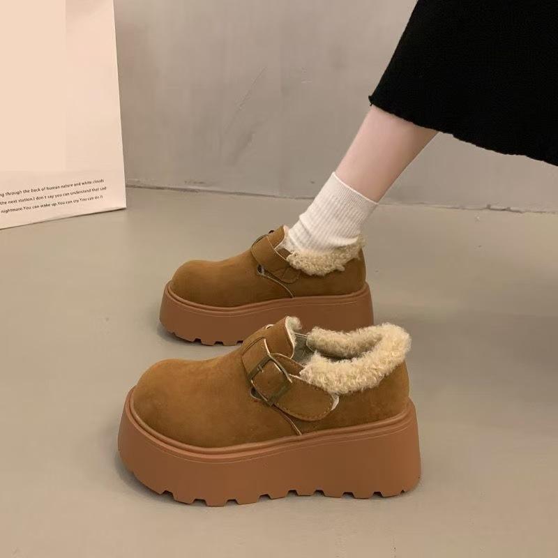 Retro Height-increasing Thick-soled Cotton Shoes for Women, New Fleece and Thickened Warm Shoes