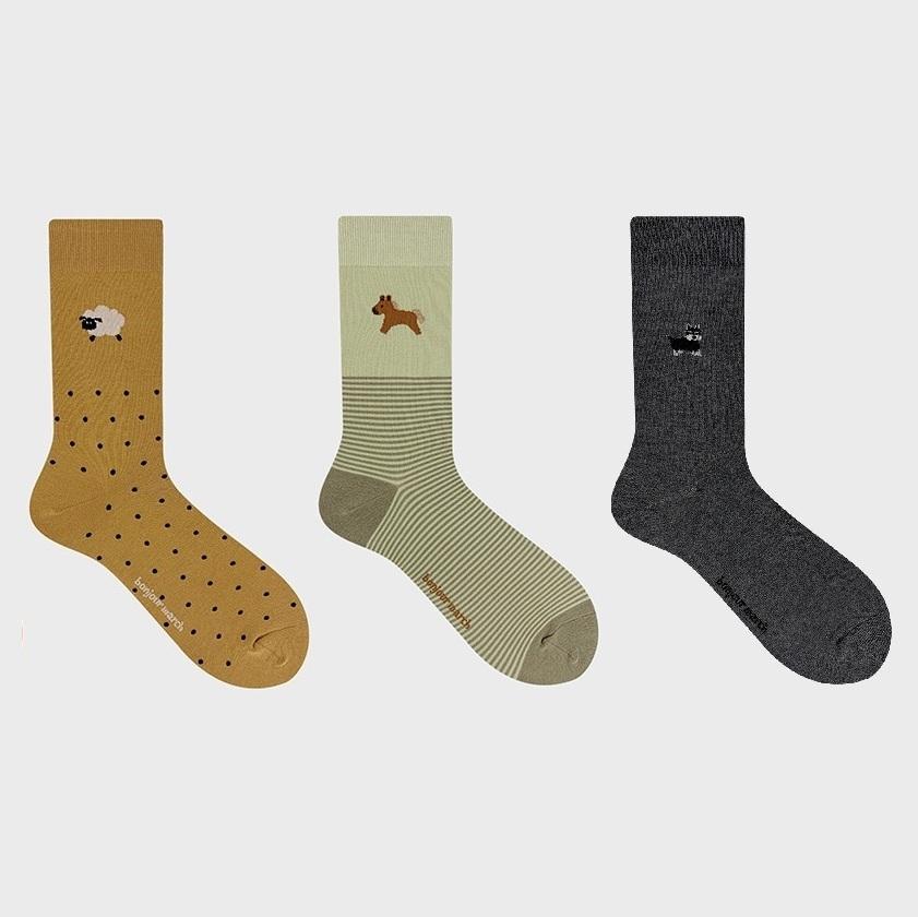 [BonjourMarch] 26SS Men’s Animal Pattern Socks - 3 Pair Set (Gift Packaging Included)