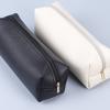 Simple PU Leather Pencil Case Storage Pen Bag Zipper Pouch Aesthetic Bag Organizer Portable Stationery Office School Supplies