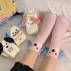 Cute Puppy Dog Coral Fleece Socks Mid-Tube Socks Autumn Winter Plus Velvet Thickened Home Sleeping Floor Socks Warmer Socks Gift