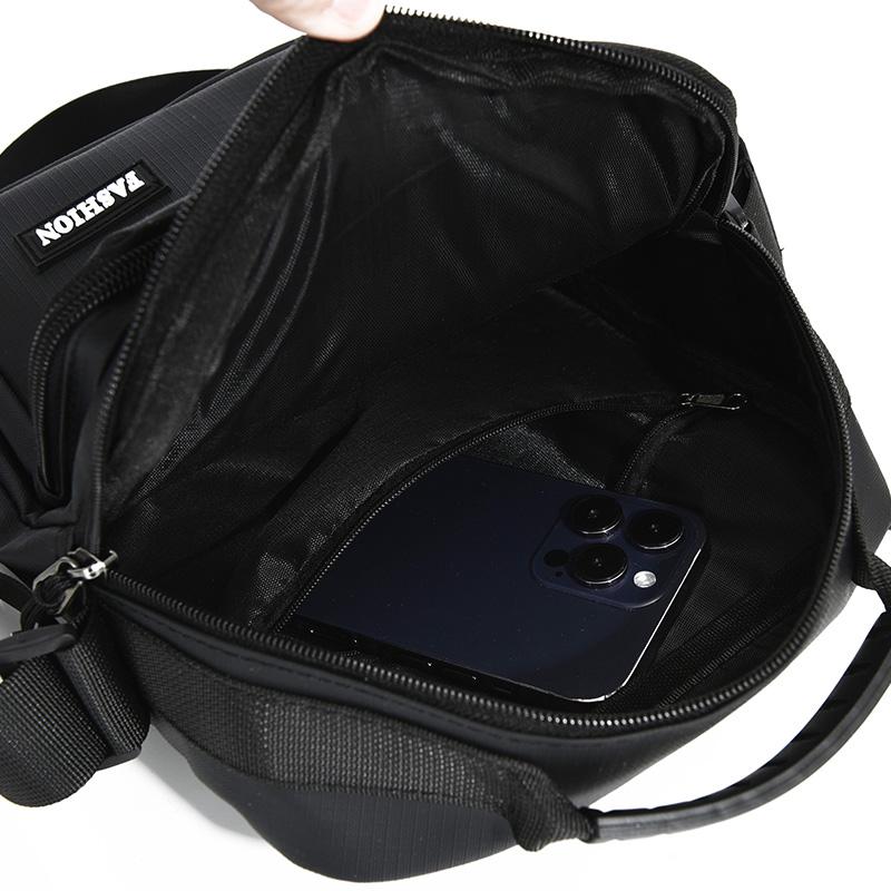 Contemporary Men's Handbag - Refined Oxford Shoulder Bag with Organizational Pockets