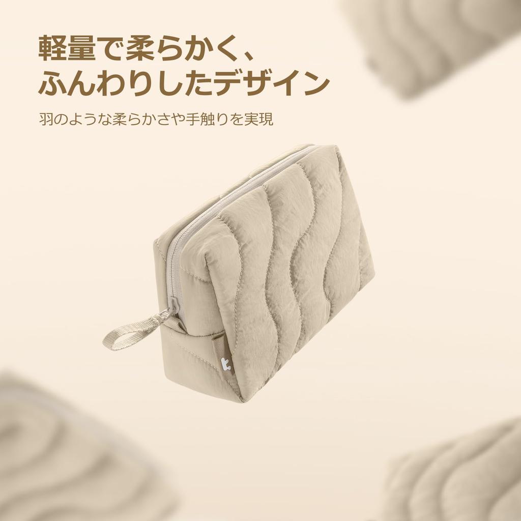 Tomtoc Fluffy Gadget Small Item Travel Lightweight Quilted Soft and Makeup Cosmetic Gadget Travel Convenient Sand Dune Pouch, Storage, Pouch, Bag,