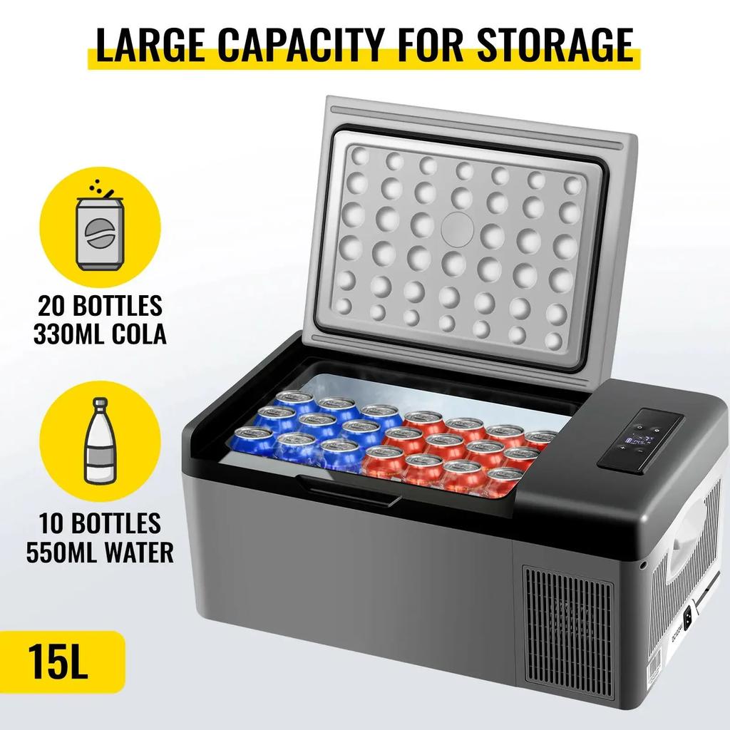 15L Small Fridge Portable Car Freezer Mini Refrigerator Compressor Cooler for Traveling Outdoor Activities