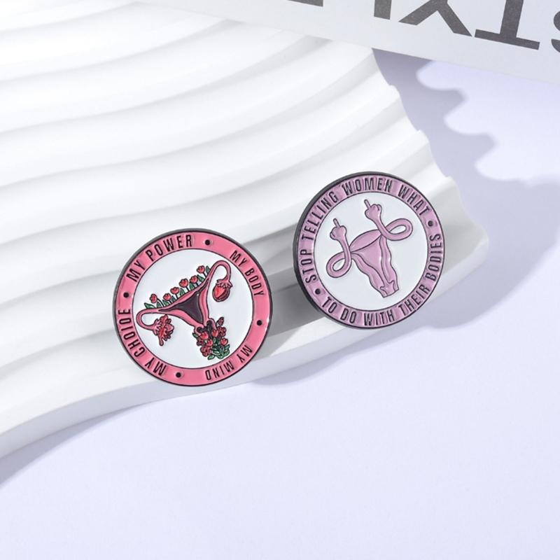 Contemporary Female Reproductive Art Brooch Shining Alloy Pin Trendy Uterus Badge Accessory For Special Occasions