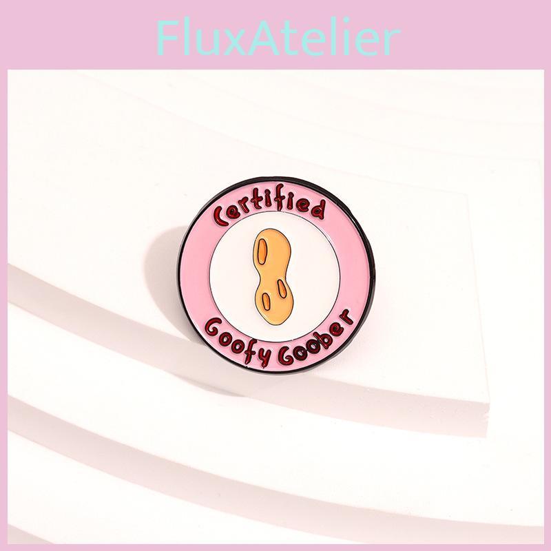 Pink Trendy Geometric Cartoon Brooch With Letter Certification And Fun Motif Peanut