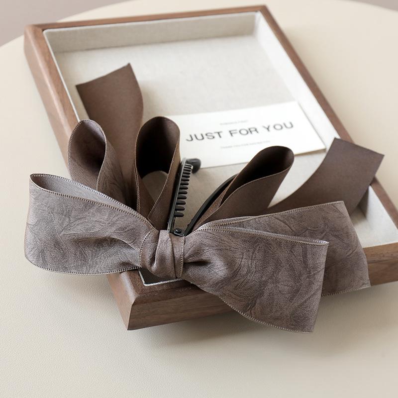 Gradient Bow Ponytail Banana Clip - Elegant Vertical Hair Pin for Women