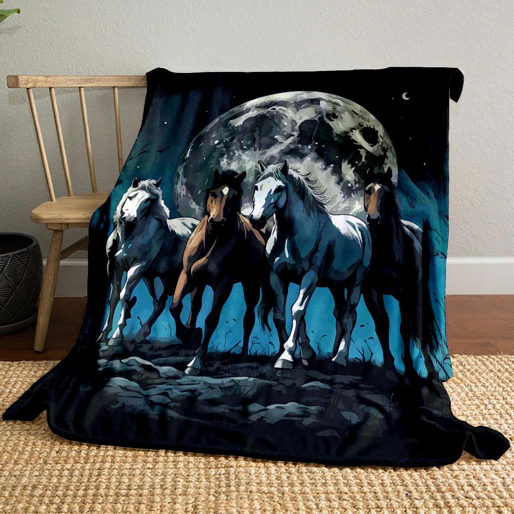 

Moonlit Wild Horses Blanket bedroom Blanket for Livingroom Couch lunch break Soft throw for Friend s festival Gift 80cm x 120cm