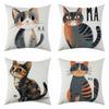 New Cartoon Cat Series Linen Pillowcase for Holiday Decoration and Car Cushion Cover