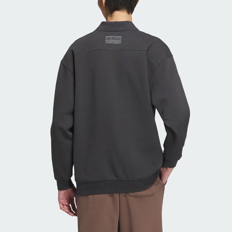 Adidas Sportswear Jacket Letter Print Long Sleeve Polo Shirt Men Jacket Carbon-Black IS7419