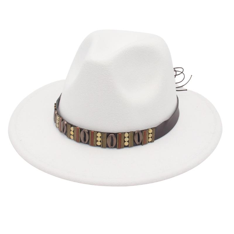 Ethnic Jazz Hat Metal Shell Belt Accessories Top Hat Dress Concave Gentleman Hat