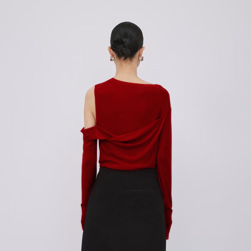 LESS 2023 Winter Merino Wool Round Neck Pullover Sweater