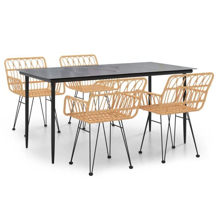 VidaXL Ensemble à manger de jardin 5pcs Résine tressée, ensemble de patio, ensemble bistro de jardin, ensemble de salle à 3157848