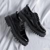 Leather Shoes Men Office Casual High Platform Patent Leather Shoes Male Streetwear Vintage Wedding Shoe