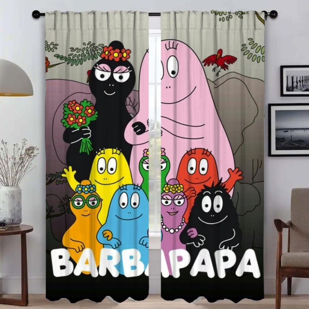 Kitchen Curtains 2 Pieces Les Barbapapas Curtains for Bedroom Shades Partition Window Curtain Halloween Decoration Living Room