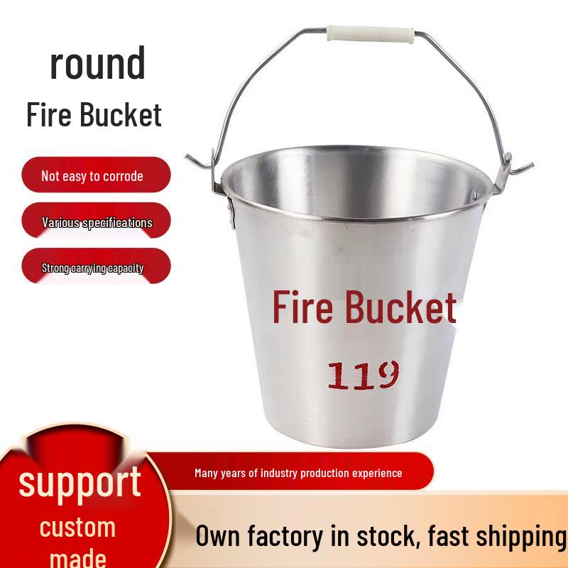 Portable Round Stainless Steel Fire Sand Bucket Small Red Round Bucket