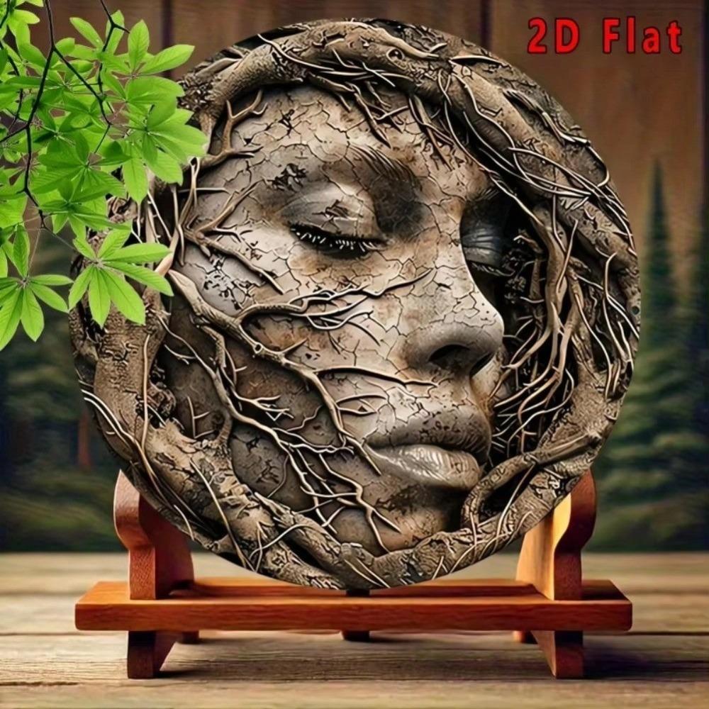 Metal Wall Decor Rustic Round Face Aluminum Sign Art Home Cafe Garage Room