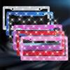 1/2Pcs New Bling Crystal Car License Plate Frame Women Rhinestone License Plate Frame Cover Holder Car Accessories With Screw