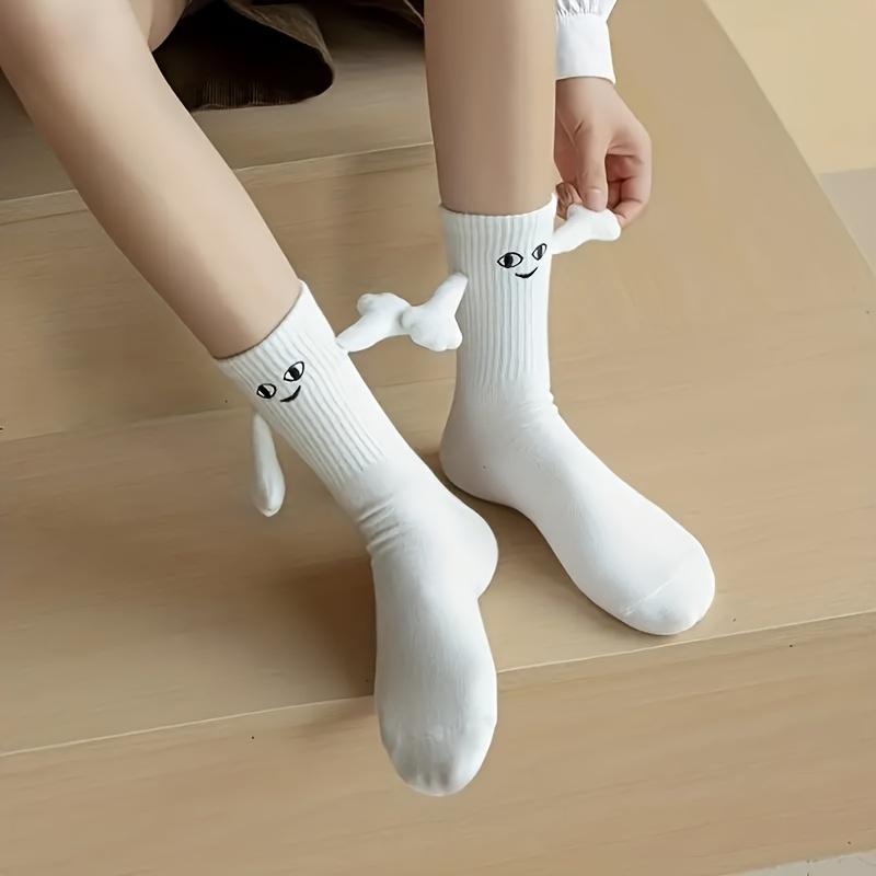 3 Pairs Magnetic Connection Crew Socks Cozy Breathable Thermal Knit for Cooler Seasons Ideal for Matching with Partners