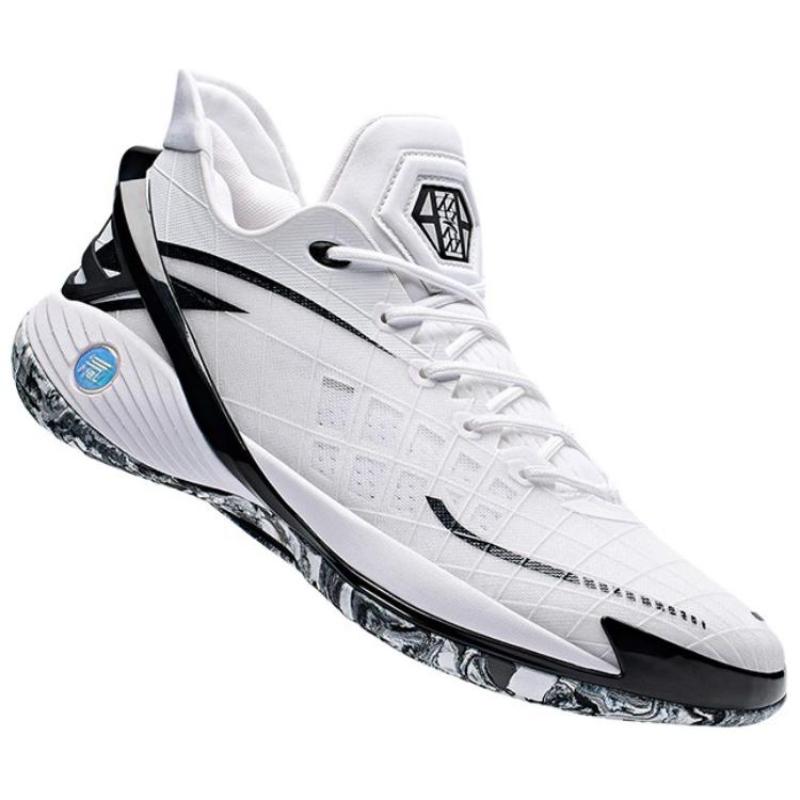 Anta Frivolous Series Comfortable Cushioning Slip Resistant Low Top Basketball Shoes Men's White Black Sneakers 112421614-1