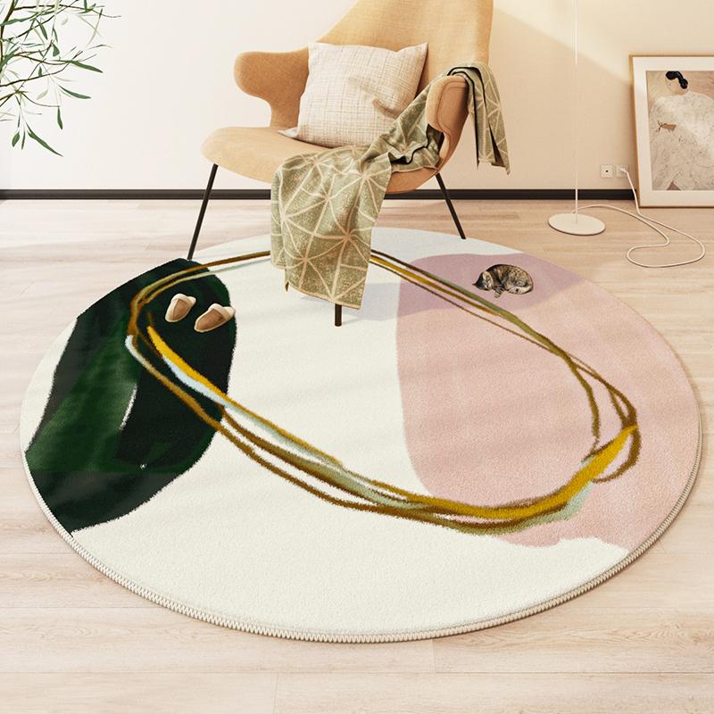 Modern Abstract Carpets for Living Room Minimalist Bedroom Decor Round Plush Rugs Chair Floor Mat Anti-slip Large Area Carpet