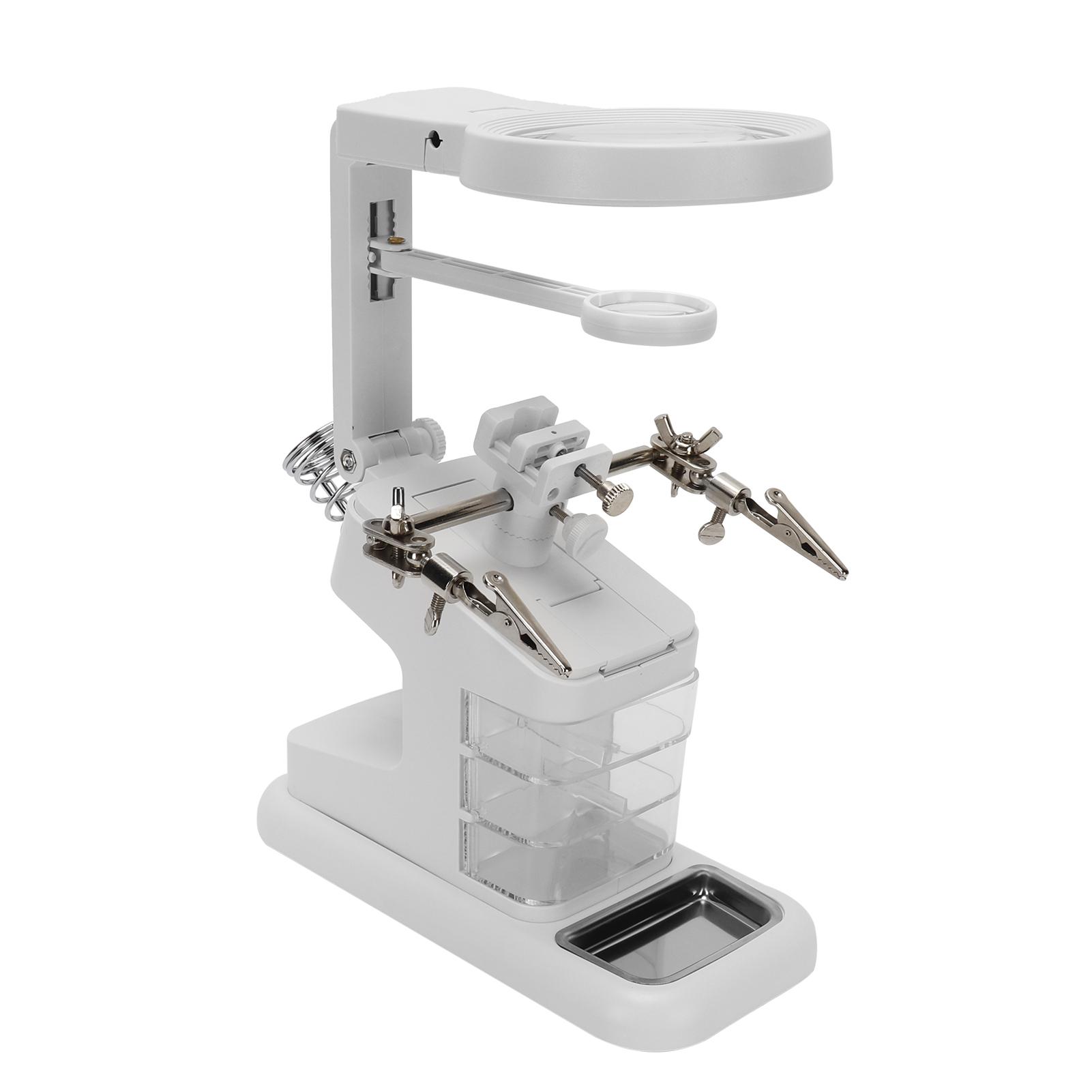 

Desktop LED Hands Free Magnifying Glass for Reading Inspection Soldering RepairingWhite