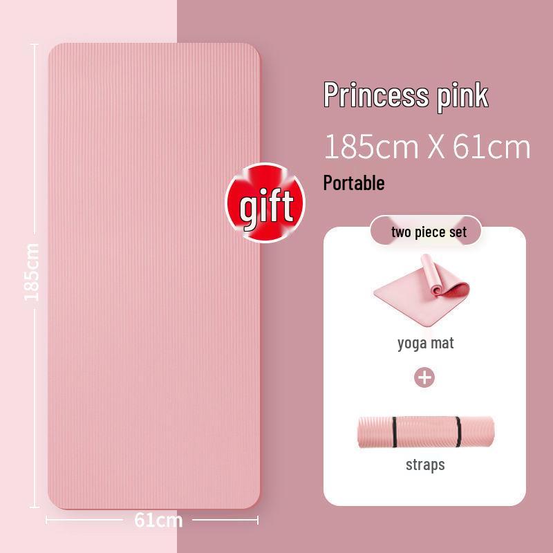 Thickened Non-Slip Yoga Mat for Beginners - Extra Wide & Long, Unisex Dance & Fitness Mat for Home Use 183x61cm, 10mm thick, Strap