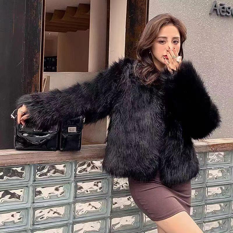 Fur Jacket Women's Autumn and Winter New Fox Fur Top with Cotton To Keep Warm and Thin, High-end Fluffy Coat To Wear Outside