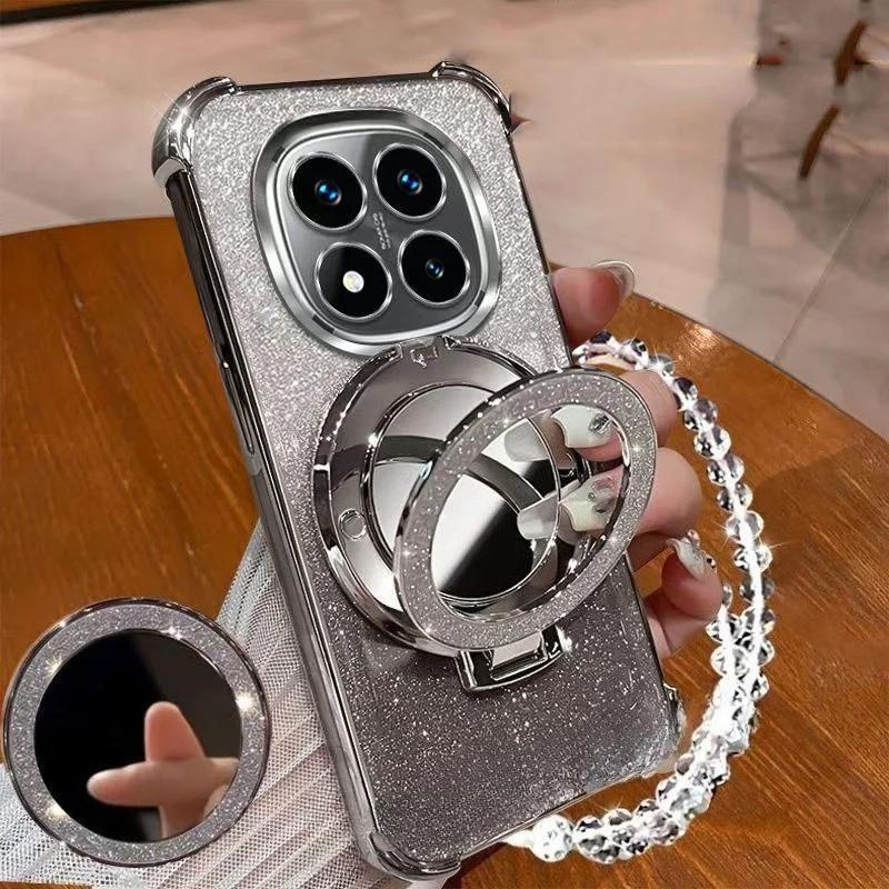 

Блестящая Магнитная Подставка-Зеркало Держатель для Браслетов Чехол для Xiaomi Poco X7 PocoX7 Pro X6 X5 M7 M6 F6 F3 F7 Pro Ultra Противоударный Чехол Poco X5