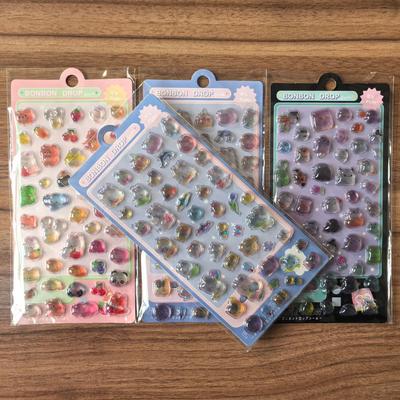 4-balenie rozkošných priehľadných kreslených nálepiek BONBON DROP - Trblietavé ozdoby na zošity Obchod BulingBulingStickers