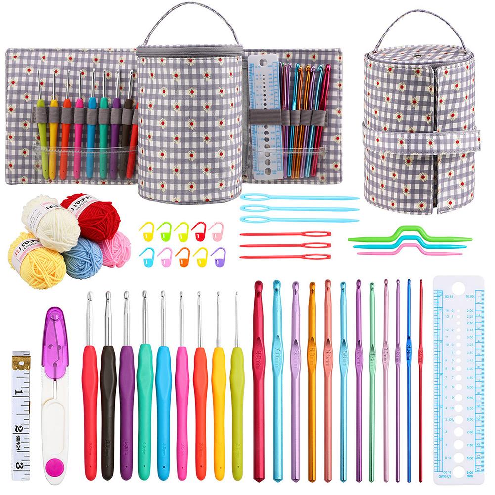 Knitting Needles Crochet Yarn Organizer Bag Large-capacity Storage Shoulder Bag Waterproof Oxford Cloth for Sewing Crochet Hooks