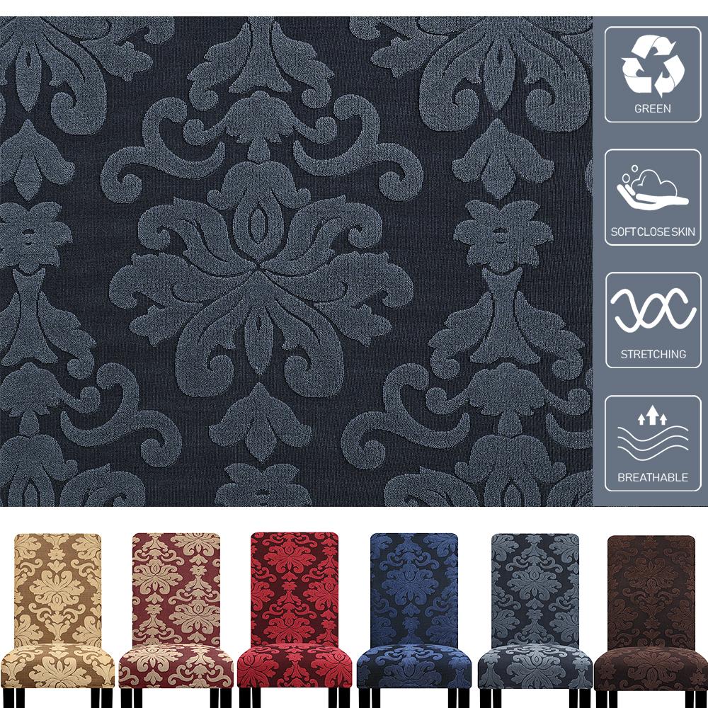 Jacquard Luxury Fabric Chair Covers Universal Size Stretch Chair Covers Elastic Cheap Seat Case For Dining Room