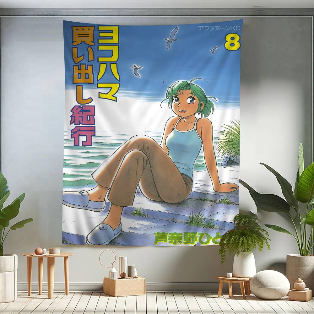 Hot YYokohama Kaidashi Kikou Printed Large Wall Tapestry Hanging Tarot Hippie Wall Rugs Dorm Cheap Hippie Wall Hanging