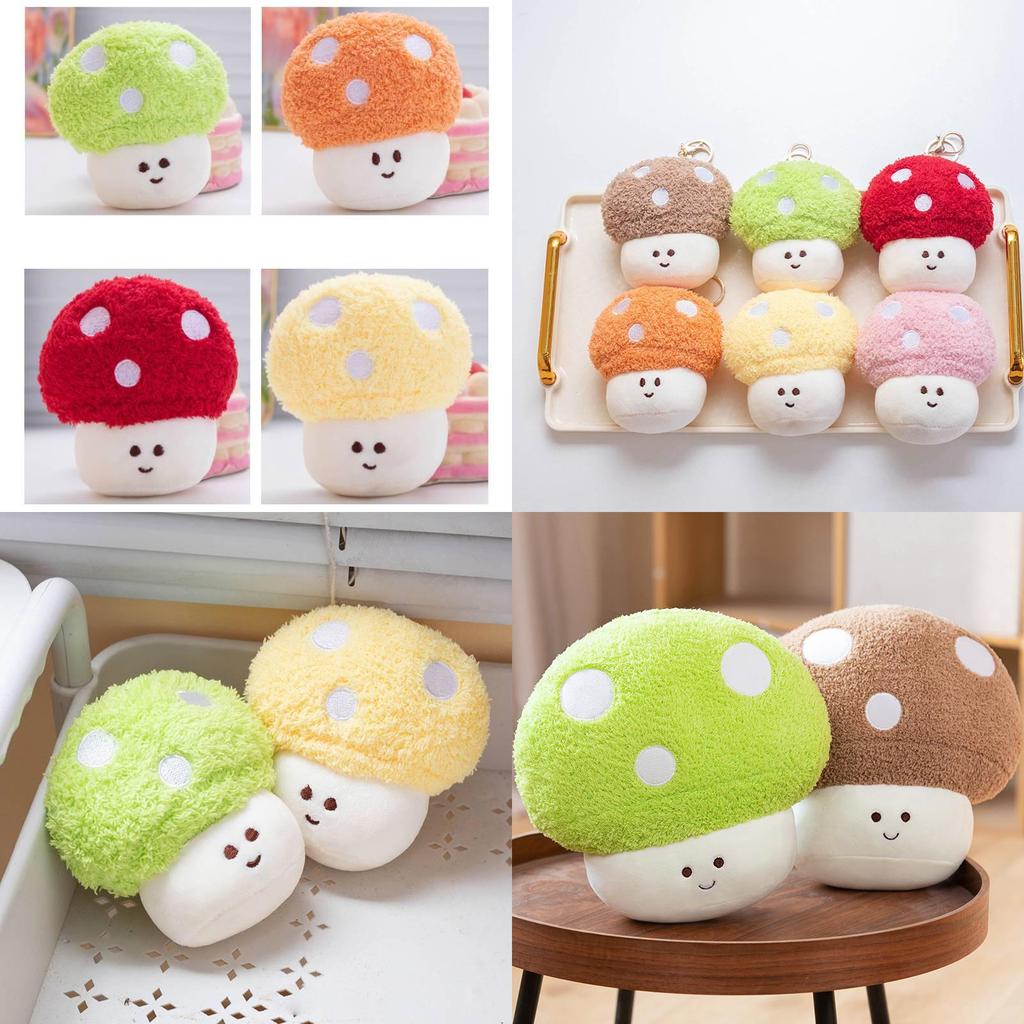 Cute Colorful Dopamine Mushroom Plush Doll Adorable Vegetable Stuffed Toy For Kids And Girls