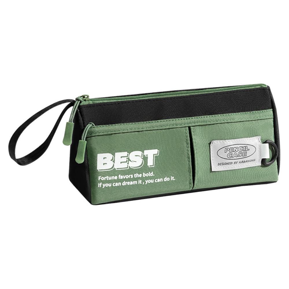 Canvas 2 Layers Pencil Case Organizer Triangular Pencil Case Zipper Pen Bag  Student Learning