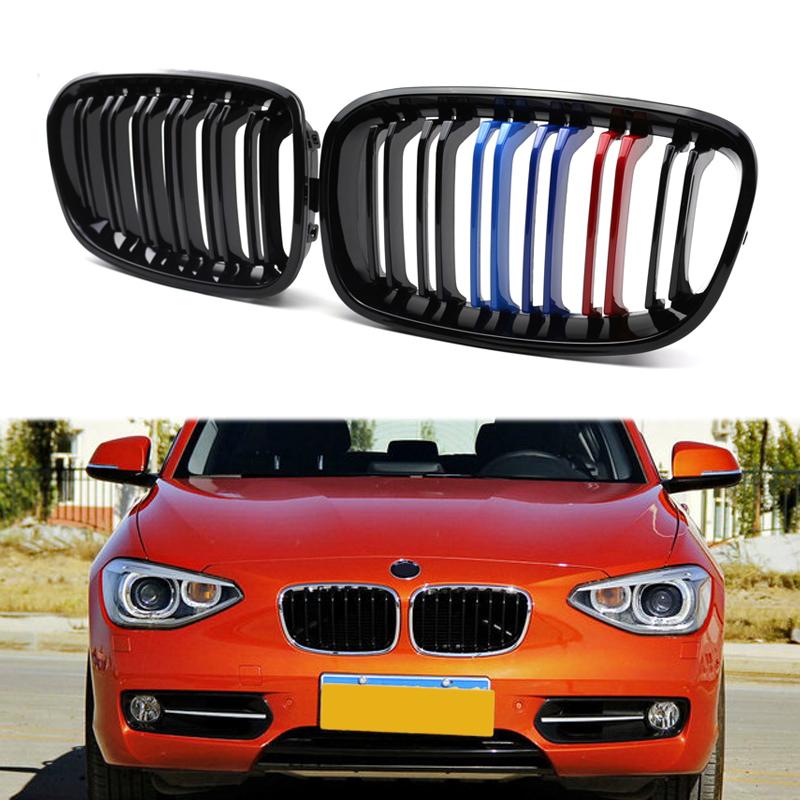 

Высококачественная автомобильная решетка переднего бампера в стиле M для BMW 1 серии F20 F21 2011-2014, сменная двойная решетка